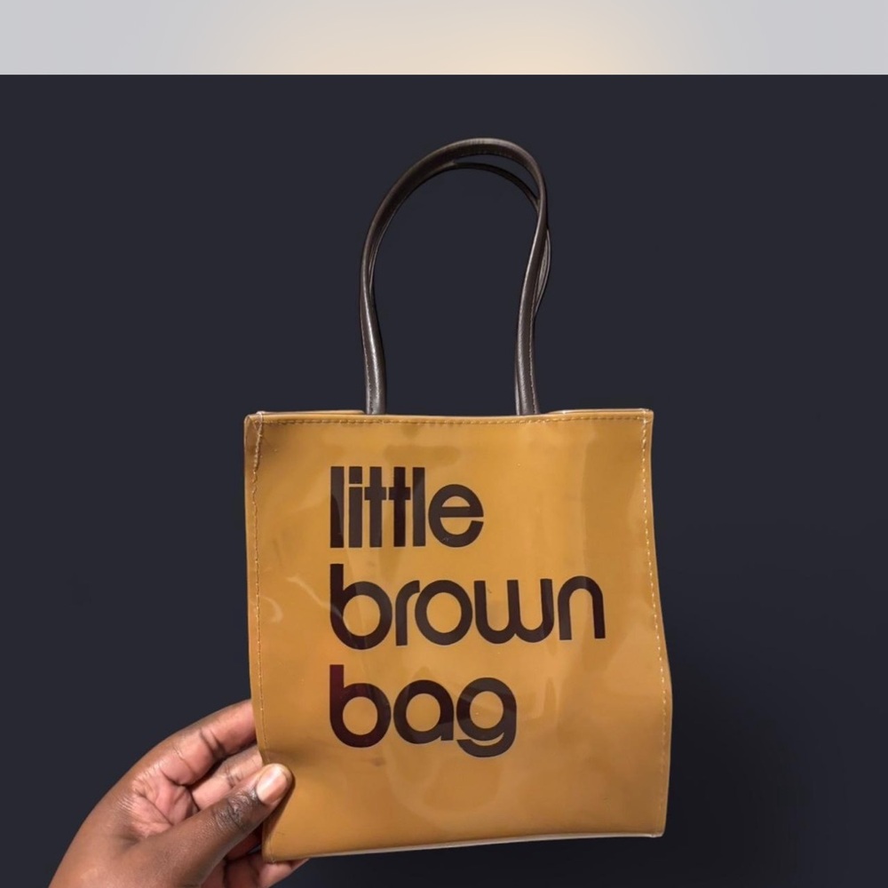 Bloomingdale's Tan and Brown Tote Bag with Playful Text